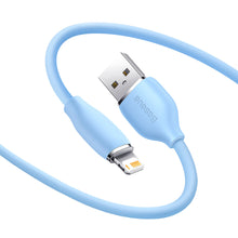 Заредете изображение във визуализатора на галерията – Baseus cable, USB cable - Lightning 2.4A, length 2 m Jelly Liquid Silica Gel - blue - TopMag
