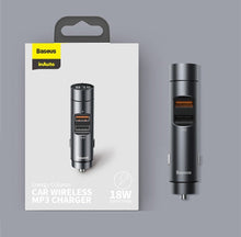 Заредете изображение във визуализатора на галерията – Baseus FM Transmiter Bluetooth 5.0 car charger 2x USB 3 A 18 W PPS Quick Charge 3.0 AFC FCP graphite (CCNLZ-D0G) - TopMag
