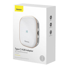 Заредете изображение във визуализатора на галерията – Baseus multifunctional USB Type C HUB, memory card reader, external network card (USB 3.0, RJ45, HDMI, SD, micro SD) Power Delivery 60 W white (CAHUB-AU02) - TopMag
