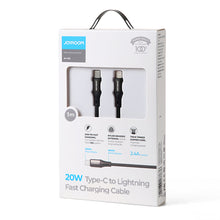 Заредете изображение във визуализатора на галерията – Joyroom fast charging / data cable USB Type C - Lightning PD 20W 1m black (S-1024N1-PD) - TopMag
