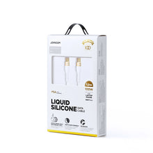 Заредете изображение във визуализатора на галерията – Joyroom Liquid Silicone USB Type C - USB Type C charging / data cable PD 100W 1.2m white (S-1250N18-10) - TopMag
