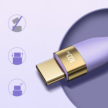 Заредете изображение във визуализатора на галерията – Joyroom Liquid Silicone USB Type C - USB Type C charging / data cable PD 100W 1.2m purple (S-1250N18-10) - TopMag
