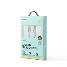 Заредете изображение във визуализатора на галерията – Joyroom Liquid Silicone USB Type C - USB Type C charging / data cable PD 100W 2m green (S-2050N18-10) - TopMag
