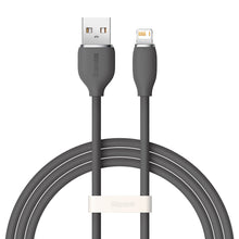 Заредете изображение във визуализатора на галерията – Baseus cable, USB cable - Lightning 2.4A length 1.2 m Jelly Liquid Silica Gel - black - TopMag
