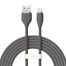 Заредете изображение във визуализатора на галерията – Baseus cable, USB cable - Lightning 2.4A, length 2 m Jelly Liquid Silica Gel - black - TopMag
