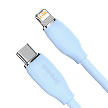 Заредете изображение във визуализатора на галерията – Baseus cable, USB Type C - Lightning 20W cable, length 2 m Jelly Liquid Silica Gel - blue - TopMag
