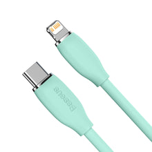 Заредете изображение във визуализатора на галерията – Baseus cable, USB Type C - Lightning 20W cable, length 2 m Jelly Liquid Silica Gel - green - TopMag
