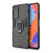 Заредете изображение във визуализатора на галерията – Ring Armor tough hybrid case cover + magnetic holder for Xiaomi Redmi Note 11 Pro black - TopMag
