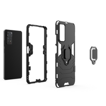 Заредете изображение във визуализатора на галерията – Ring Armor tough hybrid case cover + magnetic holder for Xiaomi Redmi Note 11 Pro black - TopMag
