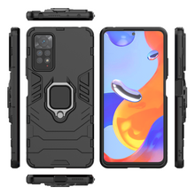 Заредете изображение във визуализатора на галерията – Ring Armor tough hybrid case cover + magnetic holder for Xiaomi Redmi Note 11 Pro black - TopMag
