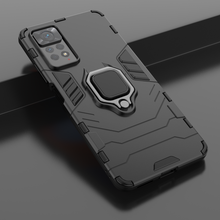 Заредете изображение във визуализатора на галерията – Ring Armor tough hybrid case cover + magnetic holder for Xiaomi Redmi Note 11 Pro black - TopMag
