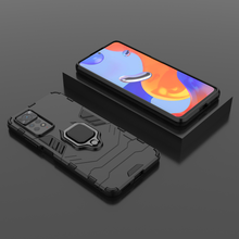 Заредете изображение във визуализатора на галерията – Ring Armor tough hybrid case cover + magnetic holder for Xiaomi Redmi Note 11 Pro black - TopMag
