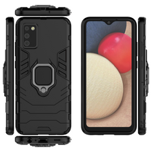 Заредете изображение във визуализатора на галерията – Ring Armor tough hybrid case cover + magnetic holder for Samsung Galaxy A03s (166.5) black - TopMag
