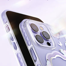Заредете изображение във визуализатора на галерията – Kingxbar Butterfly Series magnetic case for iPhone 14 Pro MagSafe case with butterflies purple
