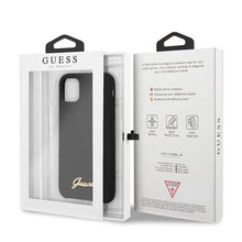 Заредете изображение във визуализатора на галерията – Guess GUHCN65LSLMGBK iPhone 11 Pro Max black/czarny hard case Silicone Vintage Gold Logo
