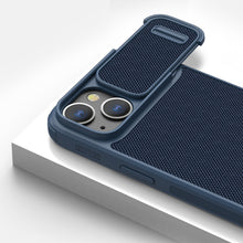 Заредете изображение във визуализатора на галерията – Nillkin Textured S Case iPhone 14 Plus armored case with camera cover blue
