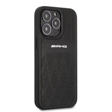 Заредете изображение във визуализатора на галерията – AMG AMHCP13LOSDBK iPhone 13 Pro / 13 6.1" black/black hardcase Leather Curved Lines
