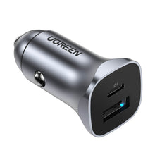 Заредете изображение във визуализатора на галерията – Ugreen fast car charger USB-A / USB-C 30W PD PPS gray (CD130)
