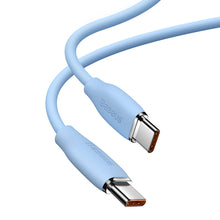 Заредете изображение във визуализатора на галерията – Baseus Jelly Liquid Silica Gel Fast Charging Data Cable Type-C to Type-C 100W 2m Blue - TopMag
