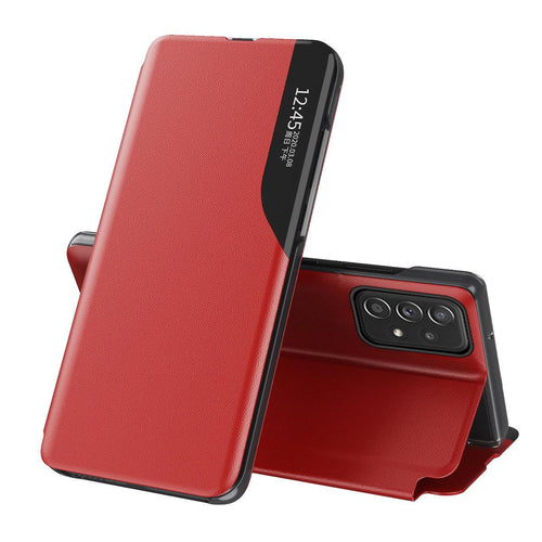Eco Leather View Case an elegant case with a flap and stand function for Samsung Galaxy A73 red - TopMag