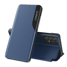 Заредете изображение във визуализатора на галерията – Eco Leather View Case elegant case with a flap and stand function for Samsung Galaxy A73 blue - TopMag
