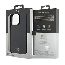 Заредете изображение във визуализатора на галерията – Original Case MERCEDES hardcase Carbon Fiber Dynamic MEHCP15XRCABK for Iphone 15 Pro Max Black
