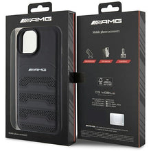 Заредете изображение във визуализатора на галерията – AMG Leather Debossed Lines case for iPhone 15 - black
