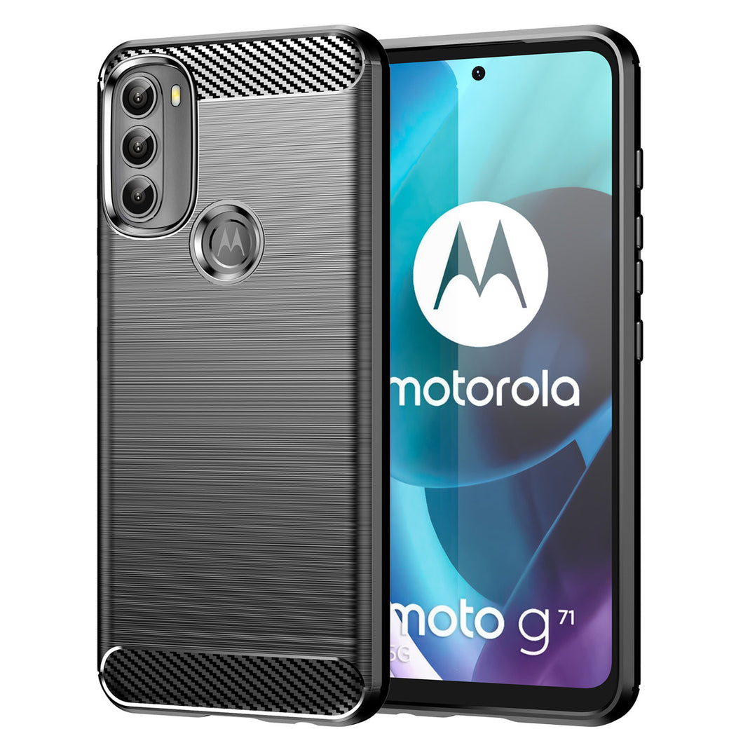 Carbon Case Flexible Cover Sleeve Motorola Moto G71 5G black - TopMag