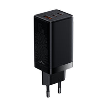 Заредете изображение във визуализатора на галерията – Baseus GaN3 Pro fast universal GaN charger 2 x USB Type C / USB 65W PD3.0, QC4.0 +, AFC black + USB Type C - USB Type C cable 1m (CCGP050101) - TopMag
