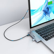 Заредете изображение във визуализатора на галерията – Choetech Docking Station for Apple MacBook Pro / MacBook Air Adapter HUB USB Type C 7w2 100W PD gray (HUB-M23) - TopMag
