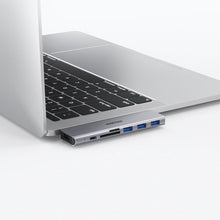 Заредете изображение във визуализатора на галерията – Choetech Docking Station for Apple MacBook Pro / MacBook Air Adapter HUB USB Type C 7w2 100W PD gray (HUB-M23) - TopMag
