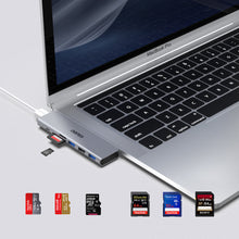 Заредете изображение във визуализатора на галерията – Choetech Docking Station for Apple MacBook Pro / MacBook Air Adapter HUB USB Type C 7w2 100W PD gray (HUB-M23) - TopMag
