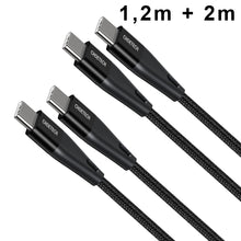 Заредете изображение във визуализатора на галерията – Choetech set of 2 USB Type C cables - USB Type C Power Delivery 60W 5A 1.2m + 2m black (XCC-1003) - TopMag
