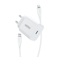 Заредете изображение във визуализатора на галерията – Choetech USB wall charger Type C 20W Power Delivery 3A + MFI USB Type C cable - Lightning 1.2m white (Q5004-V2-EU-CLWH) - TopMag
