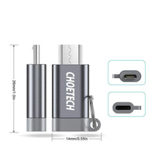 Заредете изображение във визуализатора на галерията – Choetech Set of 4 USB Type C to Micro USB Adapter Adapters with Metal Hanger Gray (PD-2CMGY) - TopMag
