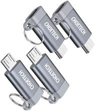 Заредете изображение във визуализатора на галерията – Choetech Set of 4 USB Type C to Micro USB Adapter Adapters with Metal Hanger Gray (PD-2CMGY) - TopMag
