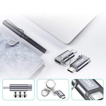 Заредете изображение във визуализатора на галерията – Choetech Set of 4 USB Type C to Micro USB Adapter Adapters with Metal Hanger Gray (PD-2CMGY) - TopMag
