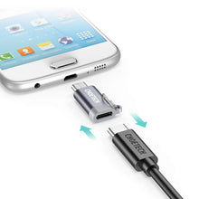 Заредете изображение във визуализатора на галерията – Choetech Set of 4 USB Type C to Micro USB Adapter Adapters with Metal Hanger Gray (PD-2CMGY) - TopMag
