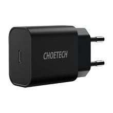 Заредете изображение във визуализатора на галерията – Choetech mains charger EU fast charging adapter USB Type C Power Delivery 20W 3A black (PD5005-EU-BK) - TopMag
