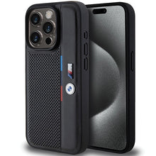 Заредете изображение във визуализатора на галерията – BMW Perforated Tricolor Line case for iPhone 15 Pro Max - black
