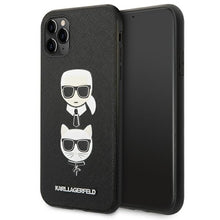 Заредете изображение във визуализатора на галерията – Original Pouch KARL LAGERFELD Saffiano Ikonik Karl&amp;Choupette Head KLHCN58SAKICKCBK for Iphone 11 Pro black
