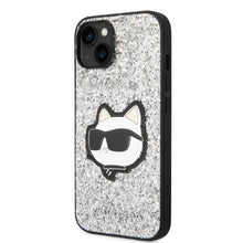 Заредете изображение във визуализатора на галерията – Karl Lagerfeld KLHCP14SG2CPS iPhone 14 6.1" silver/silver hardcase Glitter Choupette Patch
