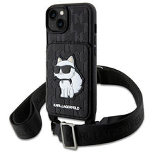 Заредете изображение във визуализатора на галерията – Karl Lagerfeld KLHCP14SCSAKHPCK iPhone 14 6.1" hardcase black/black Crossbody Saffiano Monogram Choupette
