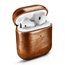 Заредете изображение във визуализатора на галерията – iCarer Leather Oil Wax Genuine Leather Case for AirPods 2 / AirPods 1 light brown (WMAP011-BN)
