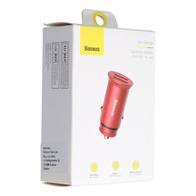 Заредете изображение във визуализатора на галерията – BASEUS car charger Circular metal Dual QC 3.0 2x USB Quick Charge red CCALL-ES09
