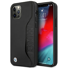 Заредете изображение във визуализатора на галерията – Etui BMW BMHCP12LRCSWK iPhone 12 Pro Max 6,7" czarny/black hardcase Leather Signature - TopMag
