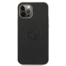 Заредете изображение във визуализатора на галерията – Etui BMW BMHCP12LREELK iPhone 12 Pro Max 6,7" czarny/black hardcase Leather Emboss - TopMag
