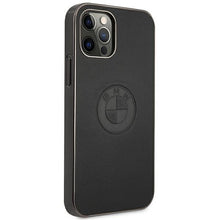 Заредете изображение във визуализатора на галерията – Etui BMW BMHCP12LREELK iPhone 12 Pro Max 6,7" czarny/black hardcase Leather Emboss - TopMag
