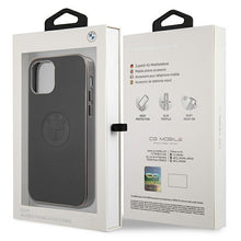Заредете изображение във визуализатора на галерията – Etui BMW BMHCP12LREELK iPhone 12 Pro Max 6,7" czarny/black hardcase Leather Emboss - TopMag
