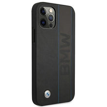 Заредете изображение във визуализатора на галерията – Etui BMW BMHCP12LRWBOK iPhone 12 Pro Max 6,7" czarny/black hardcase Leather Outlines - TopMag
